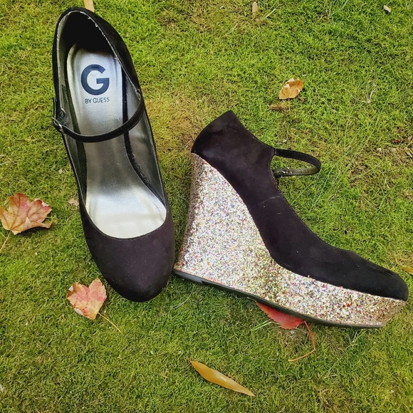 G by Guess Shoes - G by Guess platform wedge with glitter heels